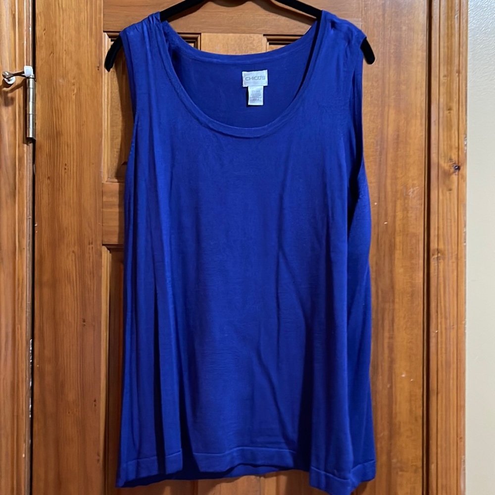 Chico’s deep blue tank & over shirt. Both size 3.